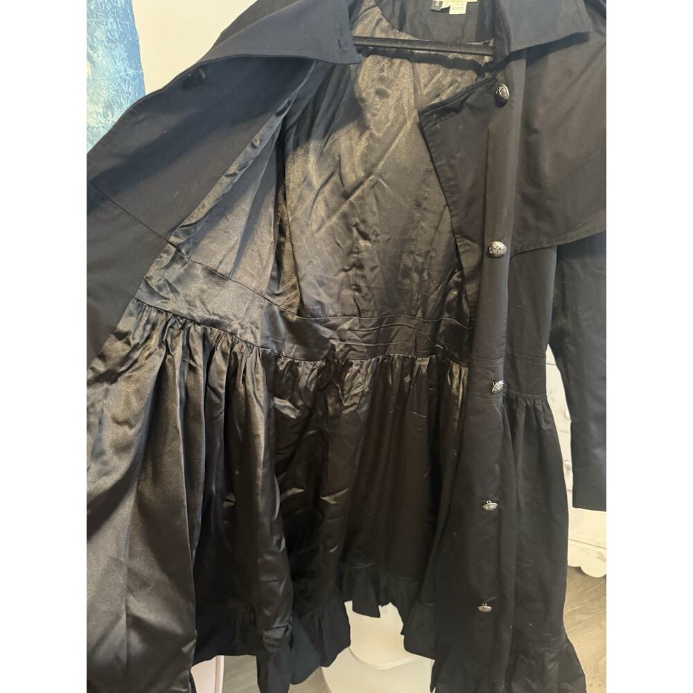 Victorian Choice Coat Womens XL Black Ruffle Hem Cape Trench Coat Vintage Style - Picture 4 of 5